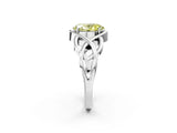 White gold Fancy Yellow Oval Cut Solitaire Intertwined Band Prong Setting Ring_2
