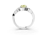 White gold Fancy Yellow Oval Cut Solitaire Intertwined Band Prong Setting Ring_3