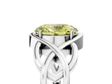 White gold Fancy Yellow Oval Cut Solitaire Intertwined Band Prong Setting Ring_5