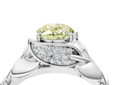 White gold Fancy Yellow Oval Cut Solitaire Leaf-Inspired Engagement Ring with Prong Setting_4