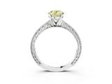 White gold Fancy Yellow Oval Cut Solitaire Milgrain Engraved Band with Four-Prong Setting_15