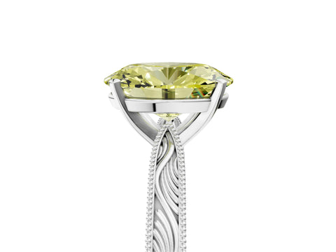 White gold Fancy Yellow Oval Cut Solitaire Milgrain Engraved Band with Four-Prong Setting_17