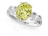 White gold Fancy Yellow Oval Cut Solitaire Milgrain Leaf Band with Prong Setting_13