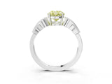 White gold Fancy Yellow Oval Cut Solitaire Milgrain Leaf Band with Prong Setting_15