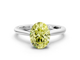 White gold Fancy Yellow Oval  Cut Solitaire Ring with Cathedral Band and Four-Prong Setting_68