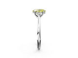 White gold Fancy Yellow Oval  Cut Solitaire Ring with Cathedral Band and Four-Prong Setting_75