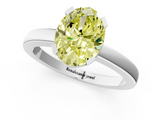 White gold Fancy Yellow Oval  Cut Solitaire Ring with Four-Prong Setting and Classic Band_42