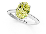 White gold Fancy Yellow Oval  Cut Solitaire Ring with Four-Prong Setting on a Classic Band_43
