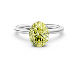 White gold Fancy Yellow Oval  Cut Solitaire Ring with Thin Band and Four-Prong Setting_16