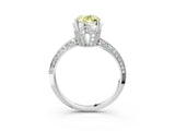 White gold Fancy Yellow Oval Cut Solitaire Split Shank Pave Diamond Engagement Ring with Four-Prong Setting_3