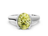 White gold Fancy Yellow Oval Cut Solitaire Tension Set Diamond Ring with Split Shank Band_24