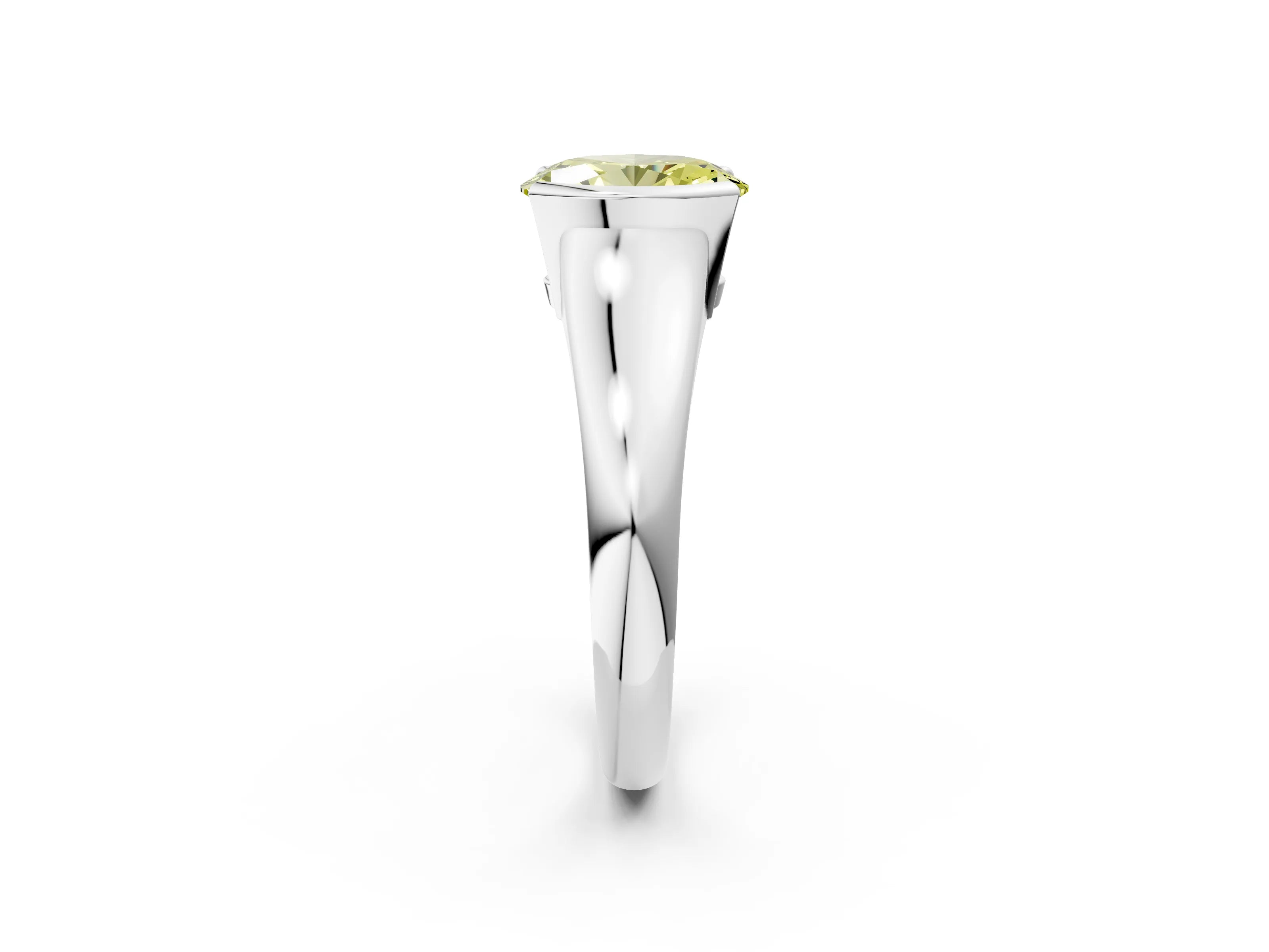 White gold Fancy Yellow Oval Cut Solitaire Tension Set Diamond Ring with Split Shank Band_26