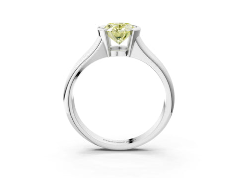 White gold Fancy Yellow Oval Cut Solitaire Tension Set Diamond Ring with Split Shank Band_27