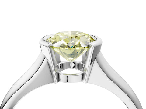 White gold Fancy Yellow Oval Cut Solitaire Tension Set Diamond Ring with Split Shank Band_28