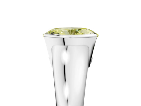 White gold Fancy Yellow Oval Cut Solitaire Tension Set Diamond Ring with Split Shank Band_29
