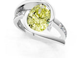White gold Fancy Yellow Oval Cut Solitaire Tension-Set Diamond Split Shank Ring_1