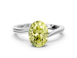 White gold Fancy Yellow Oval  Cut Solitaire Twist Band Ring with Four-Prong Setting_20