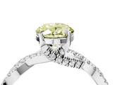 White gold Fancy Yellow Oval Cut Solitaire Twist Pave Diamond Engagement Ring with Prong Setting_16