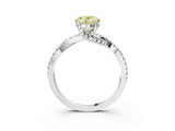 White gold Fancy Yellow Oval Cut Solitaire Twist Pave Diamond Engagement Ring with Prong Setting_3