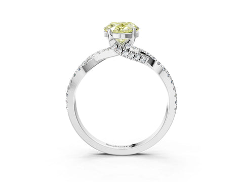 White gold Fancy Yellow Oval Cut Solitaire Twist Pave Diamond Engagement Ring with Prong Setting_3