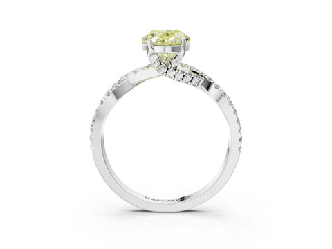 White gold Fancy Yellow Oval Cut Solitaire Twist Pave Diamond Engagement Ring with Prong Setting_9