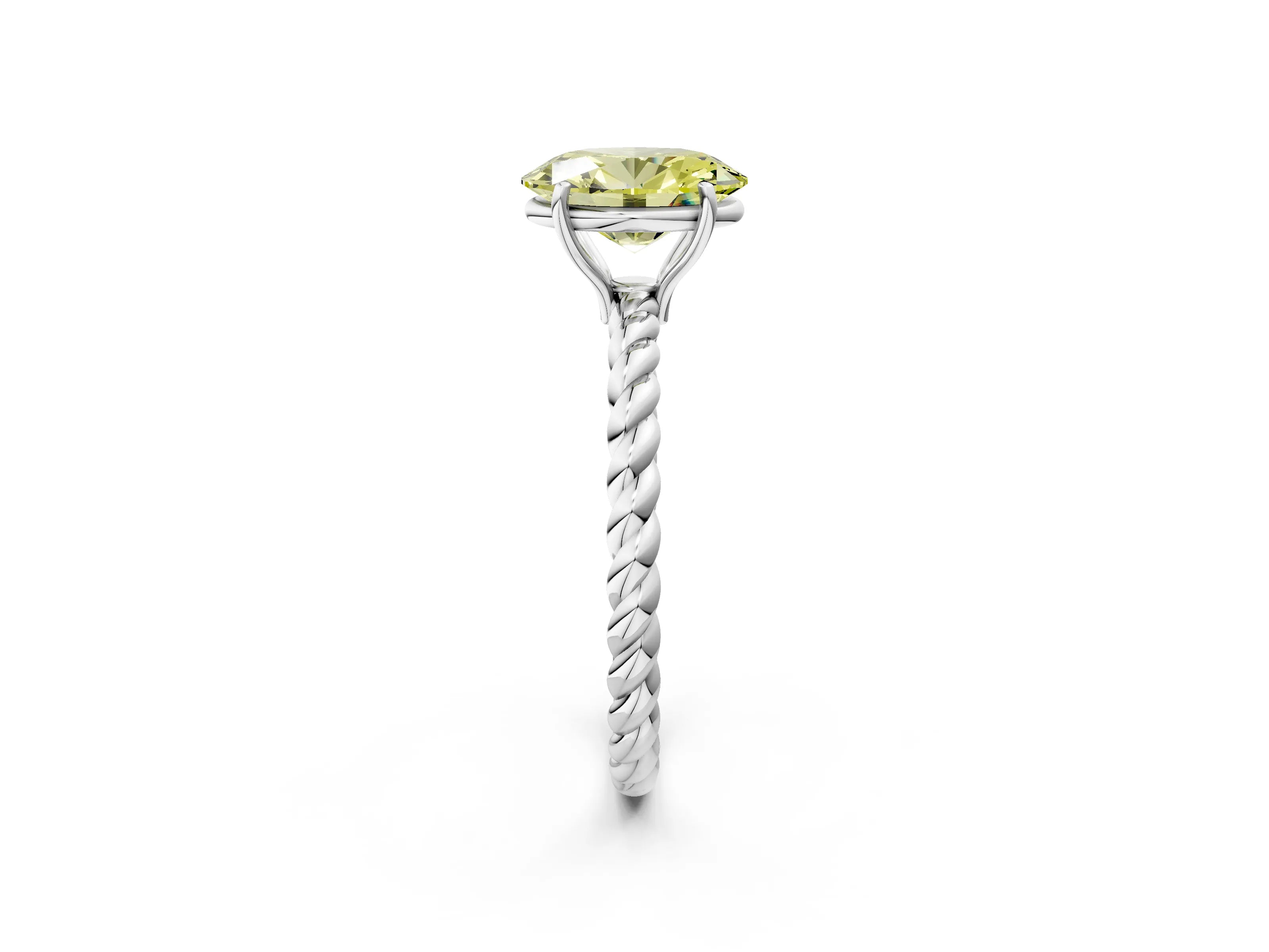 White gold Fancy Yellow Oval Cut Solitaire Twisted Band 4-Prong Ring_38