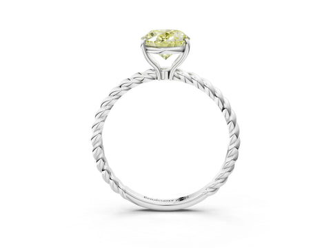 White gold Fancy Yellow Oval Cut Solitaire Twisted Band 4-Prong Ring_3