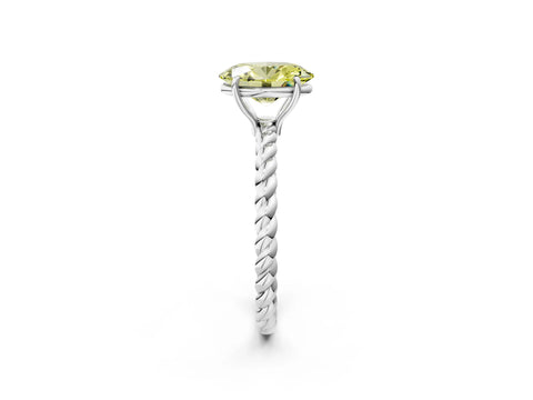 White gold Fancy Yellow Oval Cut Solitaire Twisted Band 4-Prong Ring_48