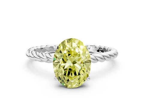 White gold Fancy Yellow Oval Cut Solitaire Twisted Band 4-Prong Ring_48