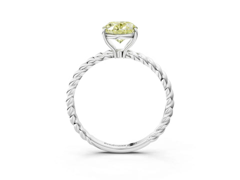White gold Fancy Yellow Oval Cut Solitaire Twisted Band 4-Prong Ring_51
