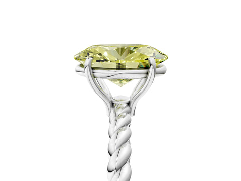 White gold Fancy Yellow Oval Cut Solitaire Twisted Band 4-Prong Ring_53