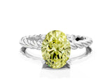 White gold Fancy Yellow Oval  Cut Solitaire Twisted Band with Four-Prong Setting_88
