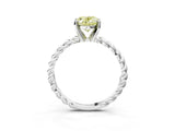 White gold Fancy Yellow Oval  Cut Solitaire Twisted Band with Four-Prong Setting_91