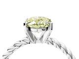 White gold Fancy Yellow Oval  Cut Solitaire Twisted Band with Four-Prong Setting_92