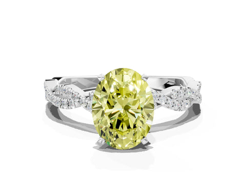 White gold Fancy Yellow Oval Cut Solitaire Twisted Pave Band with Four-Prong Setting_15