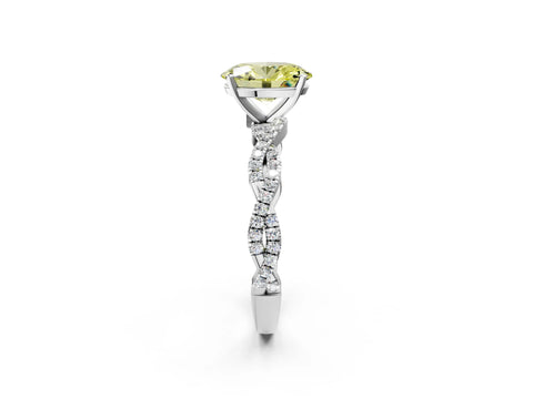 White gold Fancy Yellow Oval Cut Solitaire Twisted Pave Band with Four-Prong Setting_17