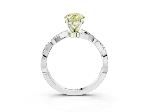 White gold Fancy Yellow Oval Cut Solitaire Twisted Pave Band with Four-Prong Setting_18
