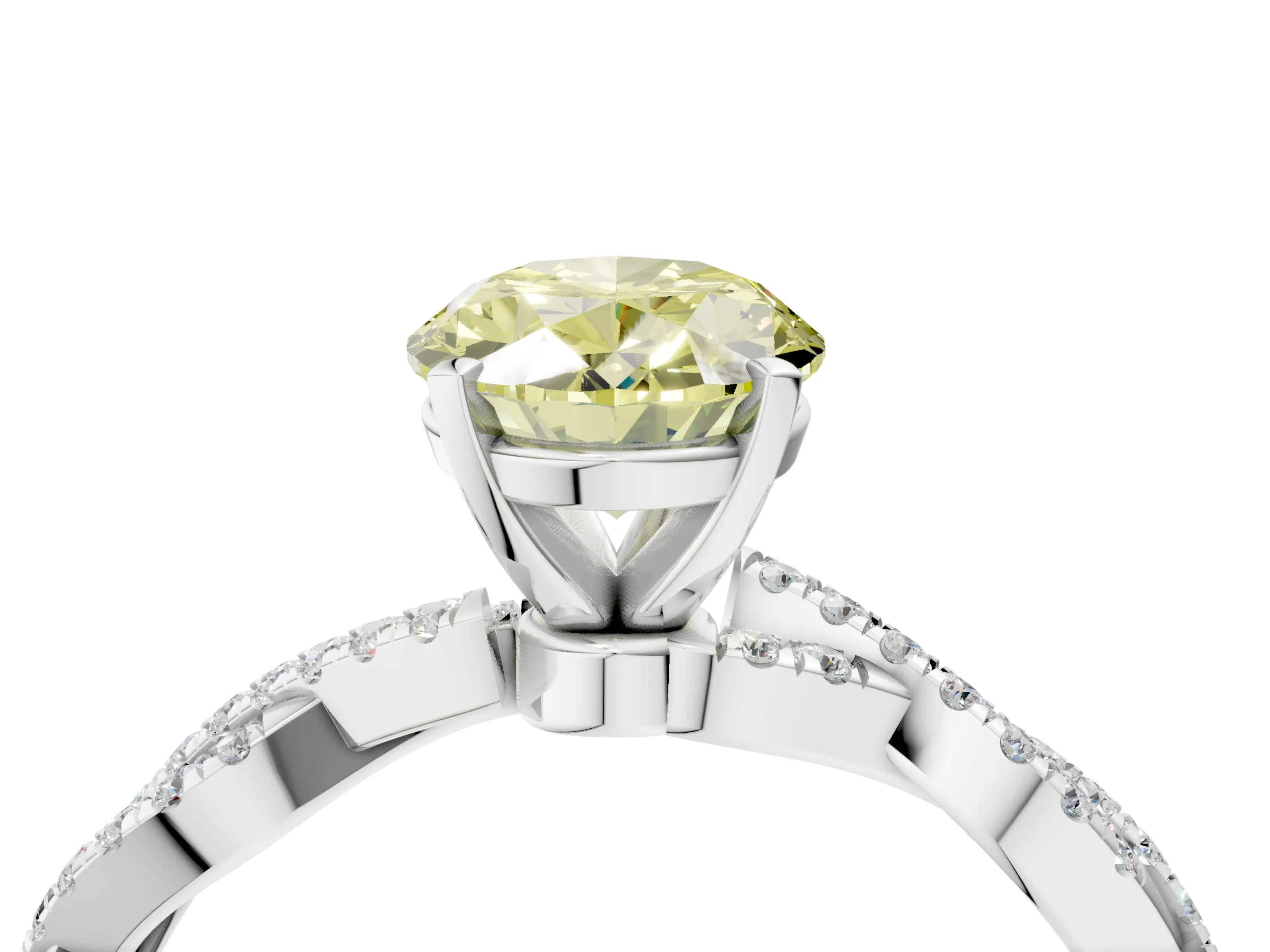 White gold Fancy Yellow Oval Cut Solitaire Twisted Pave Band with Four-Prong Setting_19