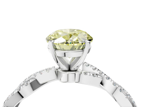 White gold Fancy Yellow Oval Cut Solitaire Twisted Pave Band with Four-Prong Setting_19