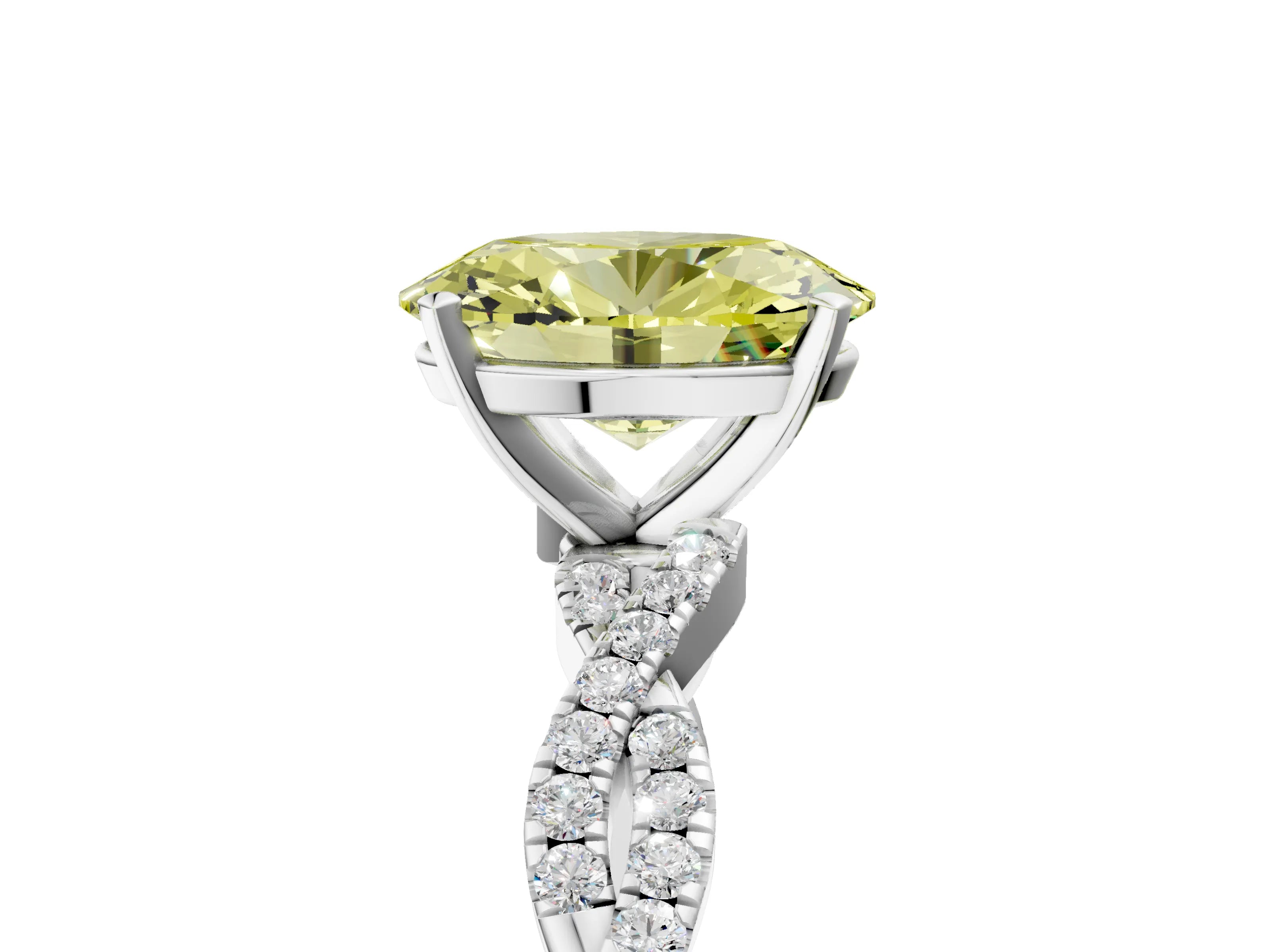 White gold Fancy Yellow Oval Cut Solitaire Twisted Pave Band with Four-Prong Setting_20