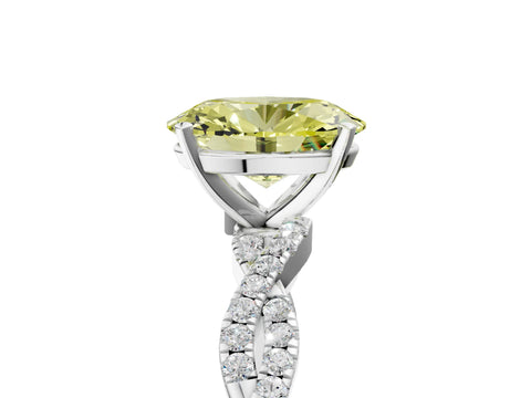 White gold Fancy Yellow Oval Cut Solitaire Twisted Pave Band with Four-Prong Setting_8