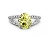 White gold Fancy Yellow Oval  Cut Split Shank Pave Diamond Engagement Ring with Four-Prong Setting_24