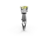 White gold Fancy Yellow Oval  Cut Three-Stone Channel Set Ring with Bar Prongs_82