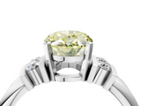 White gold Fancy Yellow Oval  Cut Three-Stone Channel Set Ring with Bar Prongs_84