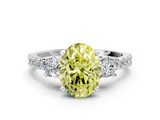 White gold Fancy Yellow Oval  Cut Three-Stone Diamond Pavé Band with Prong Setting_17