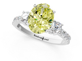 White gold Fancy Yellow Oval  Cut Three-Stone Diamond Pavé Band with Prong Setting_18