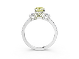 White gold Fancy Yellow Oval  Cut Three-Stone Diamond Pavé Band with Prong Setting_20