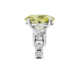White gold Fancy Yellow Oval  Cut Three-Stone Diamond Pavé Band with Prong Setting_22