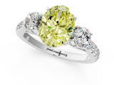 White gold Fancy Yellow Oval  Cut Three-Stone Diamond Pave Band with Prong Setting_39