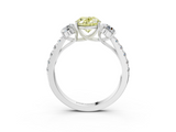 White gold Fancy Yellow Oval  Cut Three-Stone Diamond Pave Band with Prong Setting_40